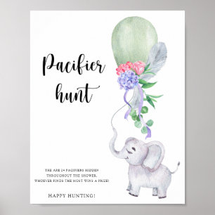 Elephant & Balloon Schnuller Jagen Baby-Duschgame Poster