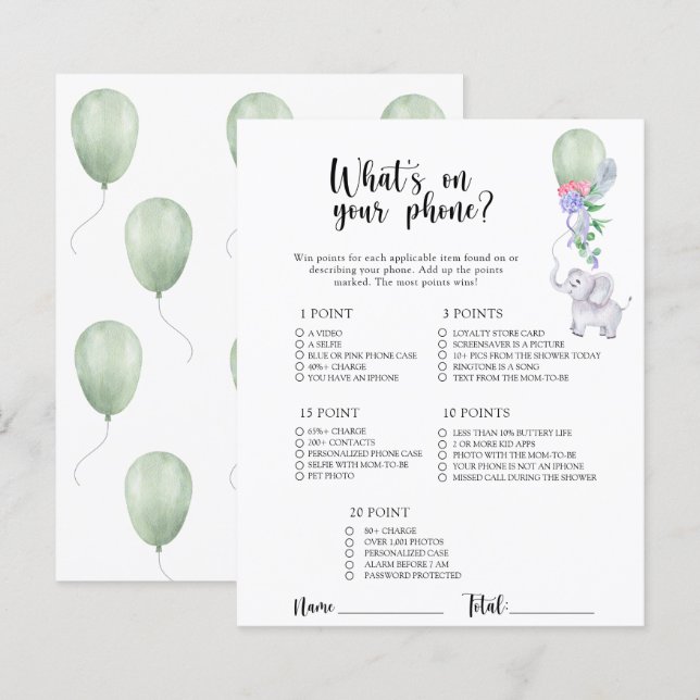 Elephant & Balloon - Was ist in Ihrem Handyspiel? (Vorne/Hinten)