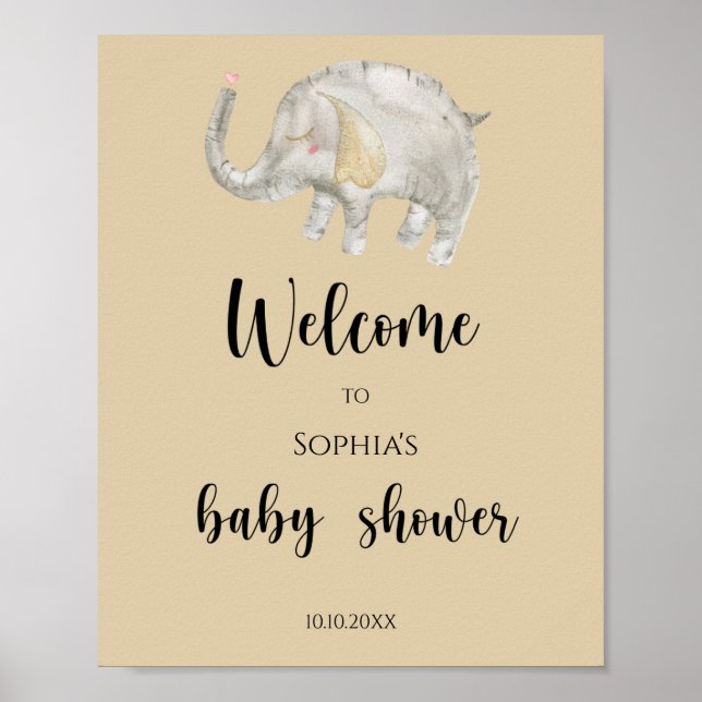 Elephant Balloon Welcome Baby Dusche Poster (Vorne)