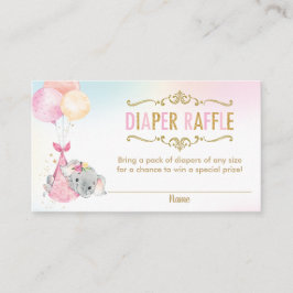 Elephant Balloons Baby Duwer Diaper Raffle Ticket Begleitkarte