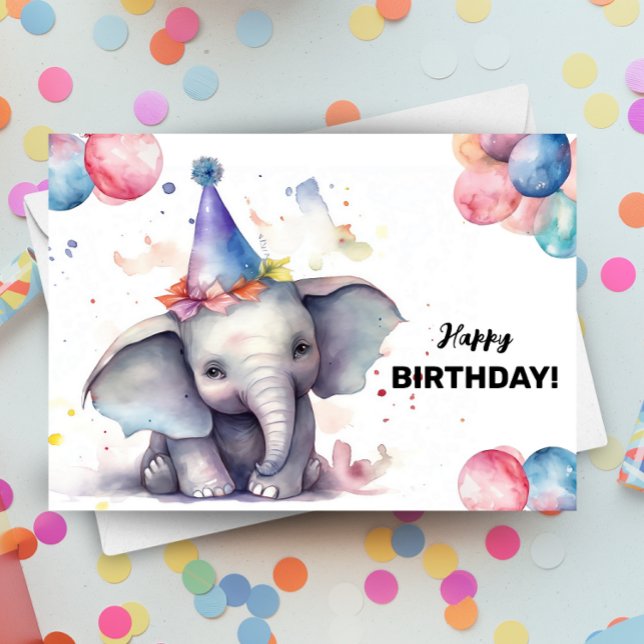 Elephant Balloons und Party Happy Birthday Karte (Von Creator hochgeladen)