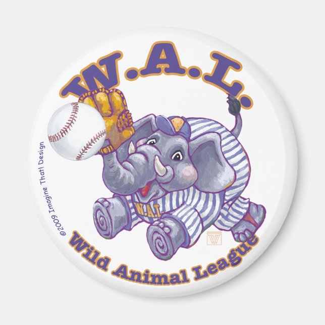 Elephant Baseball Star Magnet (Vorne)