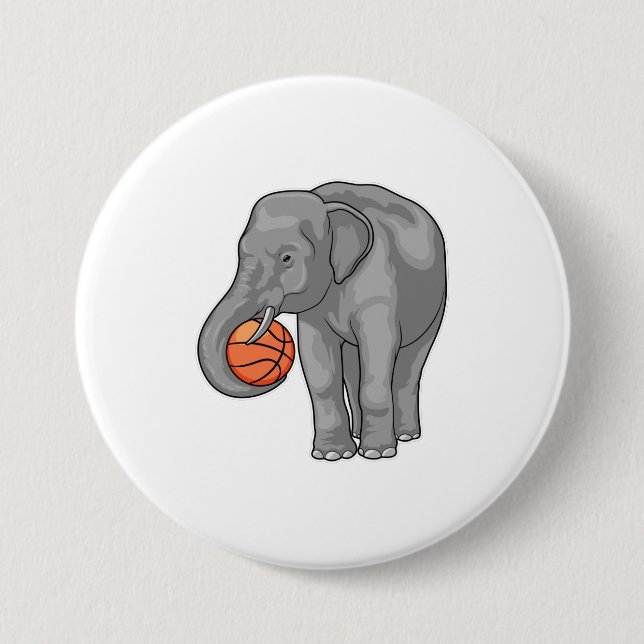 Elephant Basketball-Spieler Basketball Button (Vorderseite)