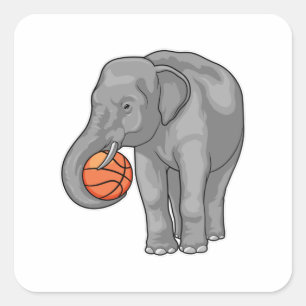 Elephant Basketball-Spieler Basketball Quadratischer Aufkleber