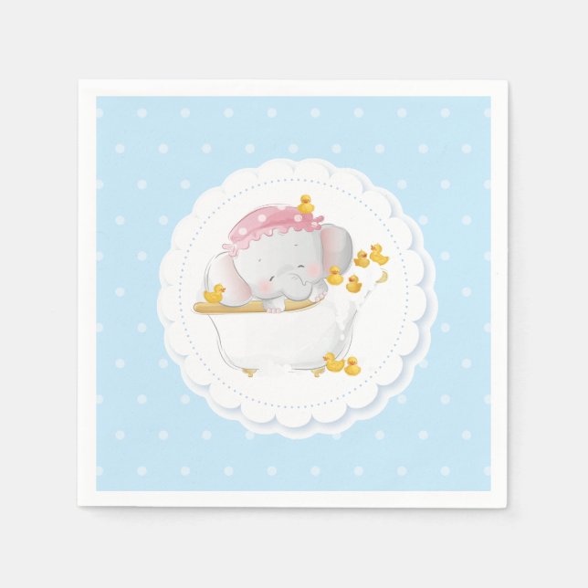 Elephant Bath Blue Polka Dot Serviette (Vorderseite)