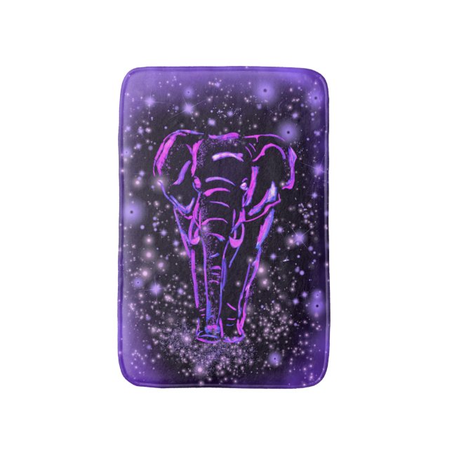 Elephant Bath Mat in Lila rosa Sternennacht Badematte (Vorderseite Vertikal)