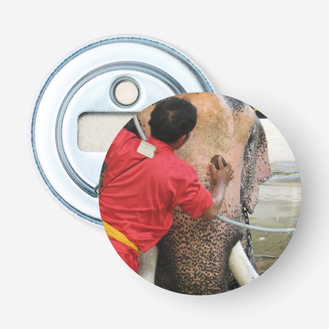 Elephant Bathtime ... Ayutthaya, Thailand Flaschenöffner (Vorderseite)