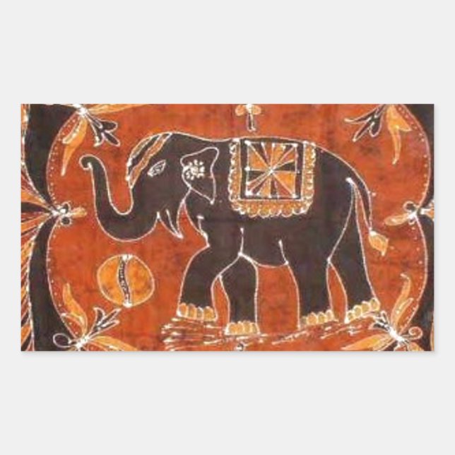 Elephant Batik Rechteckiger Aufkleber (Vorderseite)
