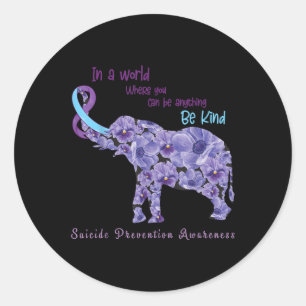 Elephant Be Kind Semicolon Suicide Prevention Awar Runder Aufkleber