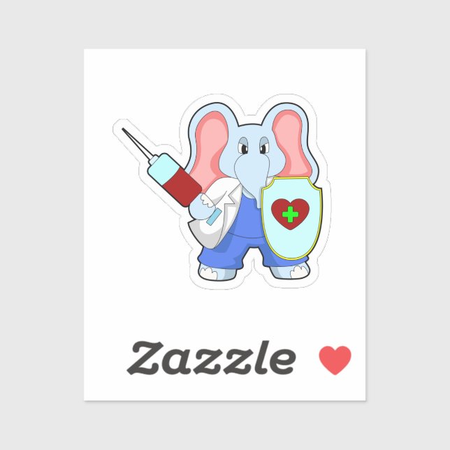 Elephant bei Impfung mit Spritze Aufkleber (Blatt)