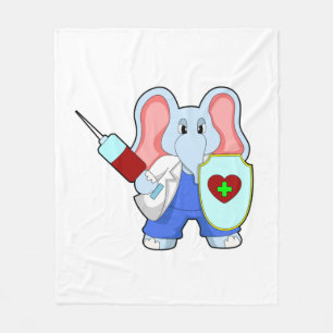 Elephant bei Impfung mit Spritze Fleecedecke