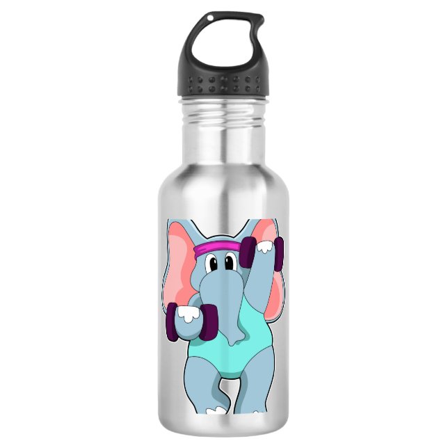 Elephant beim Krafttraining mit Dumbells Edelstahlflasche (Vorderseite)