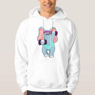 Elephant beim Krafttraining mit Dumbells Hoodie