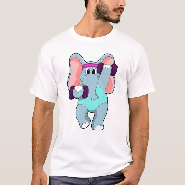 Elephant beim Krafttraining mit Dumbells T-Shirt (Vorderseite)