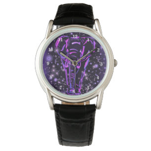 Elephant beobachten Lila rosa Sternennacht Armbanduhr