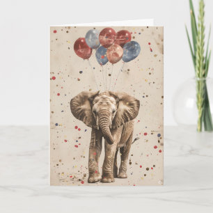 Elephant Birthday Balloon Grußkarte Karte
