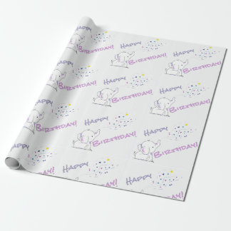 Elephant Birthday Cartoon blühend farbenfrohe Form Geschenkpapier