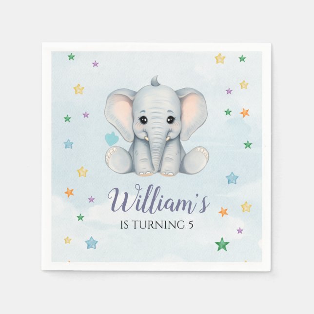 Elephant Birthday Party Serviette (Vorderseite)