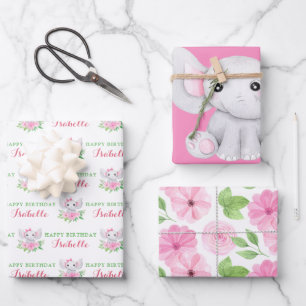 Elephant Birthday Wrapping Paper Sheets Geschenkpapier Set