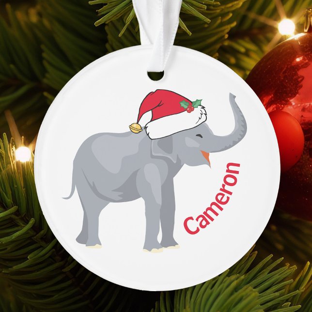 Eléphant blanc mignon à Santa Hat Noël personnalis (Créateur téléchargé)