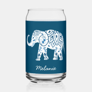 Éléphant bleu à motif orné personnalisé