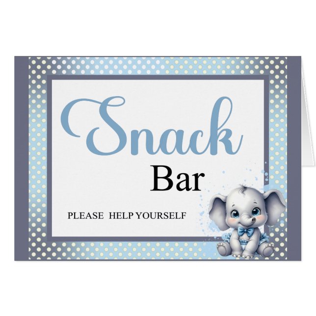 Eléphant bleu Cutie - Carte Snack Little Peanut (Devant Horizontal)