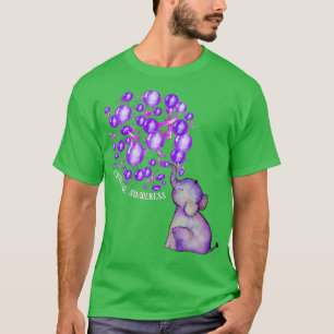 Elephant Blowing Up Purple Balloons Overdose Aware T-Shirt