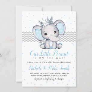 Elephant Blue Boy Baby Shower Einladung