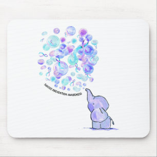 Elephant Blue Lila Balloons Suicide Prevention A Mousepad