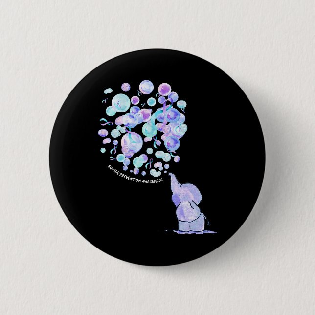 Elephant Blue Lila Lloons Suicide Prevention Awa Button (Vorderseite)