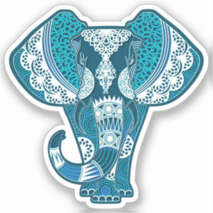 Elephant Blue Mandala Animal Sticker