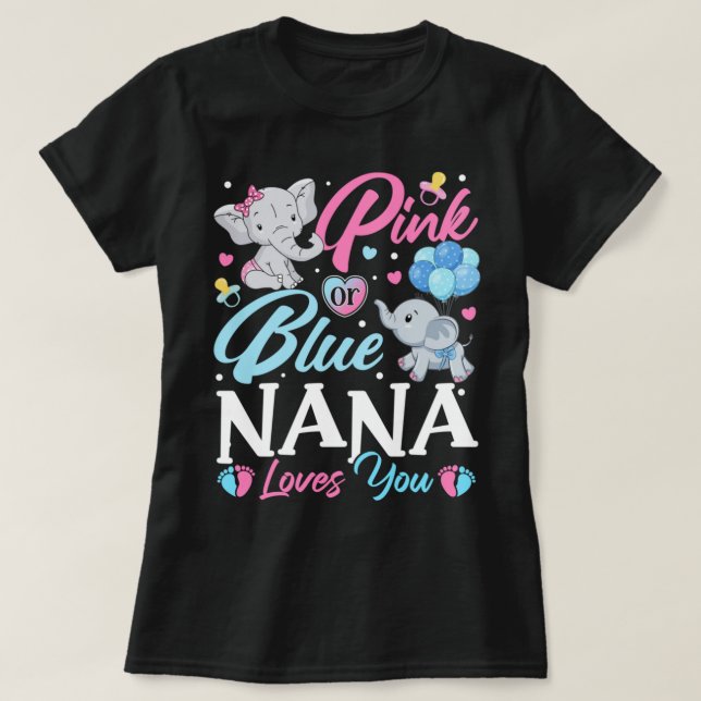 Elephant Blue Pink Nana Lieben Sie Schwangerschaft T-Shirt (Design vorne)