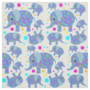 Elephant Blume polka Punkt farbenfrohe Kinderzimme Stoff
