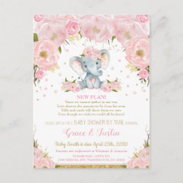 Elephant Blush Floral Baby Dusche von Mail Girl Postkarte