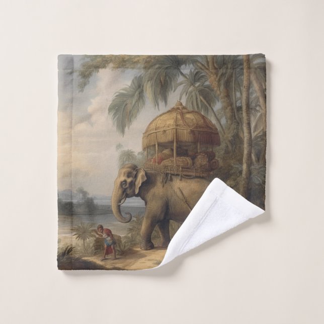 éléphant botanique vintage avec howdah aussi (Gant de toilette)