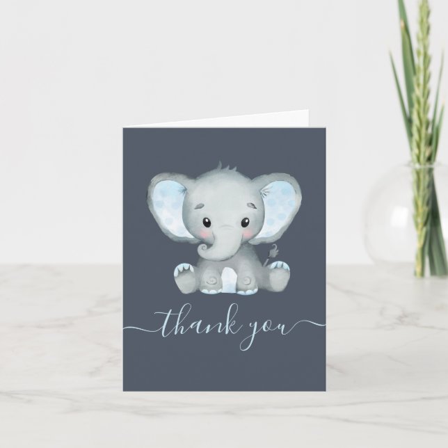 Elephant Boy Baby Dusche geklappt Dankeskarte (Vorderseite)