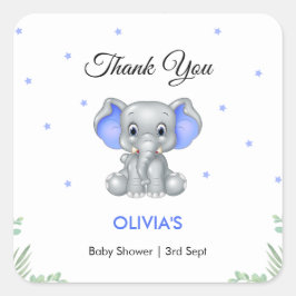 Elephant Boy Baby Dusche Vielen Dank Quadratischer Aufkleber