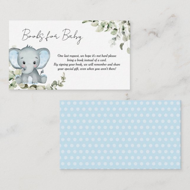Elephant Boy Baby Shower Books für Baby Begleitkarte (Vorne/Hinten)