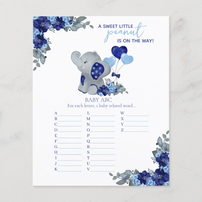 Elephant Boy Baby Shower Game (Vorderseite)