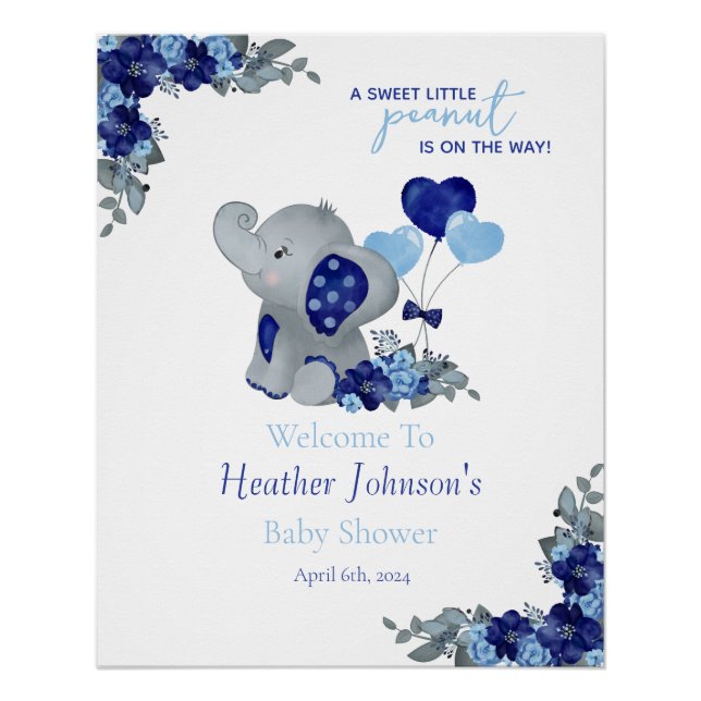 Elephant Boy Baby Shower Poster (Vorderseite)
