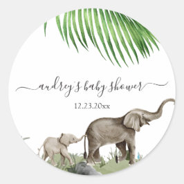 Elephant Boy Baby Shower Runder Aufkleber
