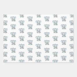 Elephant Boy Baby Shower Wrapping Paper Sheets Geschenkpapier Set