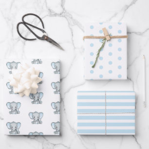 Elephant Boy Baby Shower Wrapping Paper Sheets Geschenkpapier Set