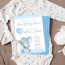 Elephant Boy Drive by Baby Shower Einladung