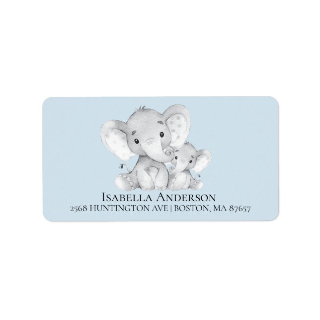 Elephant Boys Baby Showadresse Adressaufkleber (Vorne)
