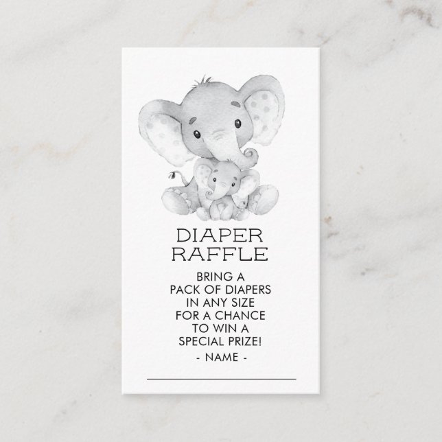 Elephant Boys Baby Showdiaper Raffle Ticket Begleitkarte (Vorderseite)