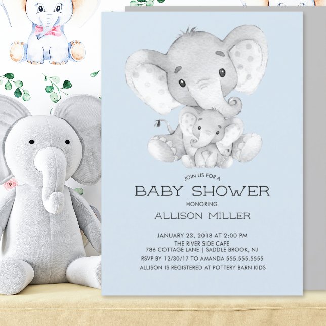Elephant Boys Baby Shower Einladung (Von Creator hochgeladen)