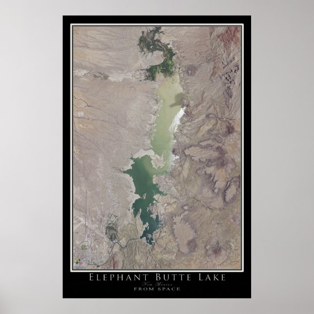 Elephant Butte Lake New Mexico Satellitenkarte Poster (Vorne)