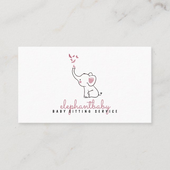 Elephant Butterfells Pink Visitenkarte (Vorderseite)