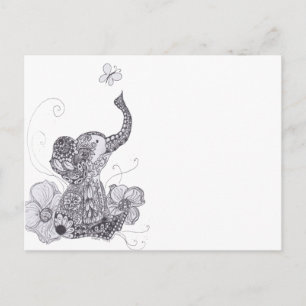 Elephant Butterfly Postkarte